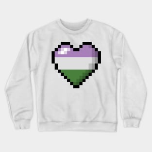 Large Pixel Heart Design in Genderqueer Pride Flag Colors Crewneck Sweatshirt
